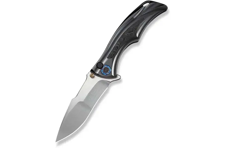 We Knife Co Ltd Tighe Down Flipper & Thumb Stud & Button Lock Knife Polished Gray Orange Peel Textur - view 3